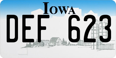 IA license plate DEF623