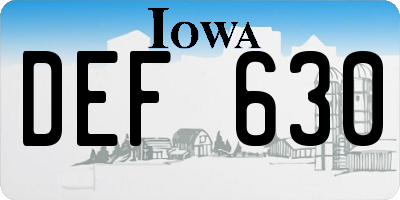 IA license plate DEF630
