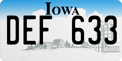 IA license plate DEF633