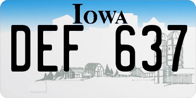 IA license plate DEF637