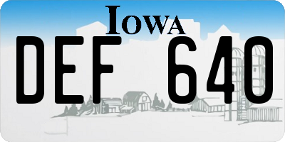 IA license plate DEF640