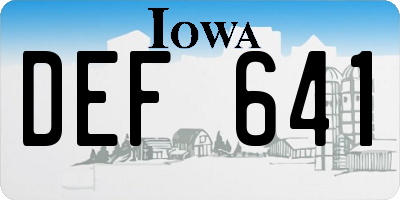 IA license plate DEF641
