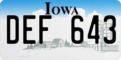 IA license plate DEF643