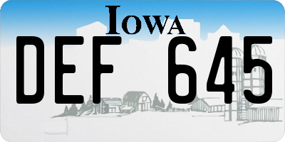 IA license plate DEF645
