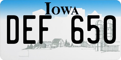 IA license plate DEF650