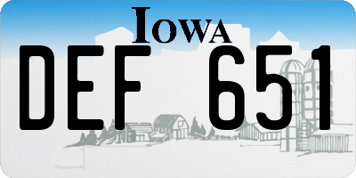 IA license plate DEF651