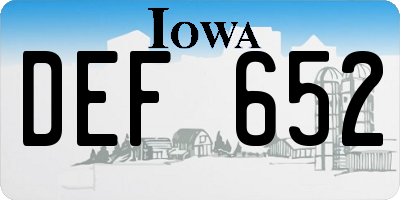 IA license plate DEF652