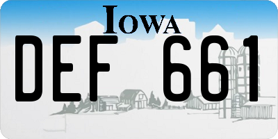 IA license plate DEF661