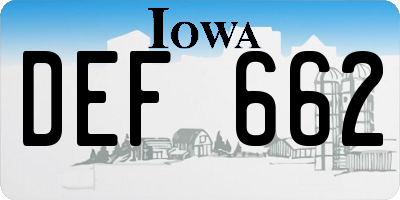 IA license plate DEF662