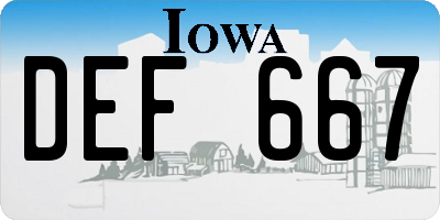 IA license plate DEF667