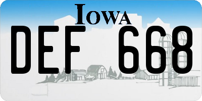 IA license plate DEF668