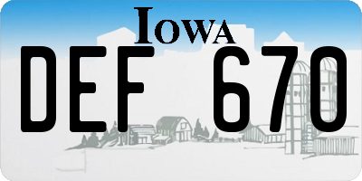IA license plate DEF670