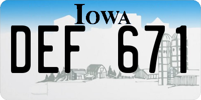 IA license plate DEF671