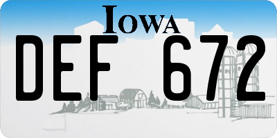 IA license plate DEF672