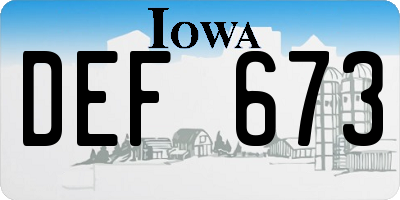 IA license plate DEF673