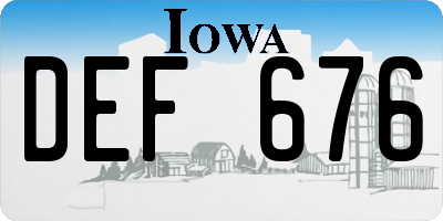IA license plate DEF676