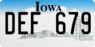 IA license plate DEF679