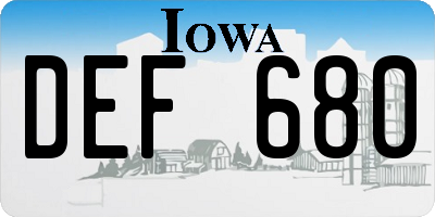 IA license plate DEF680