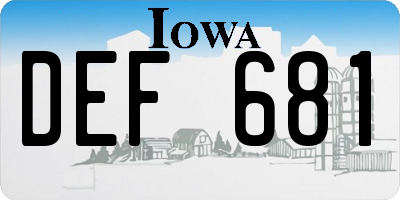 IA license plate DEF681