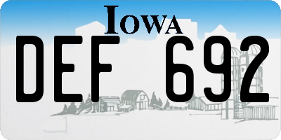 IA license plate DEF692