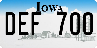 IA license plate DEF700
