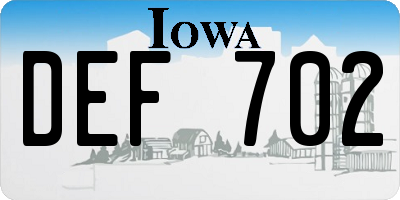 IA license plate DEF702