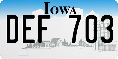 IA license plate DEF703