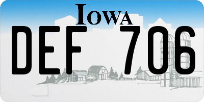IA license plate DEF706