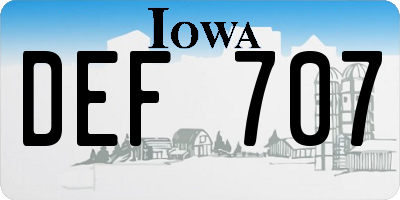 IA license plate DEF707