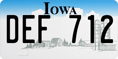 IA license plate DEF712