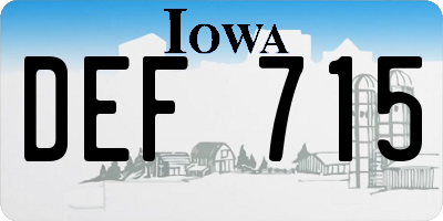 IA license plate DEF715