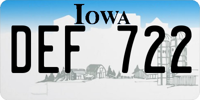 IA license plate DEF722