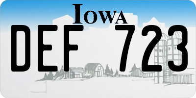 IA license plate DEF723