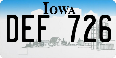 IA license plate DEF726