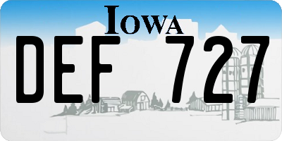 IA license plate DEF727