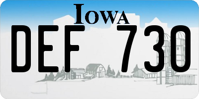 IA license plate DEF730