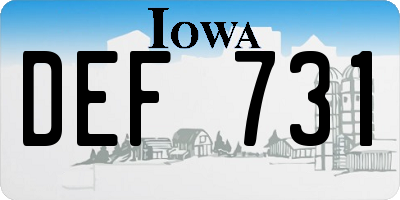 IA license plate DEF731