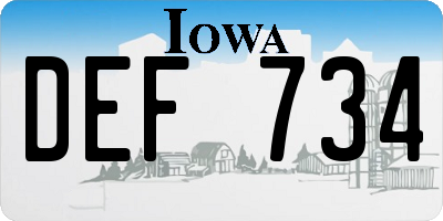 IA license plate DEF734