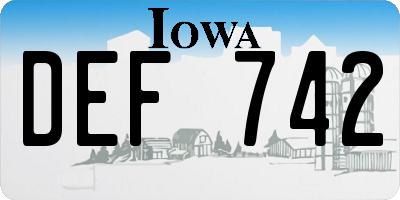 IA license plate DEF742