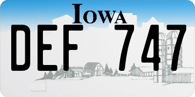 IA license plate DEF747