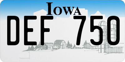 IA license plate DEF750