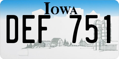 IA license plate DEF751
