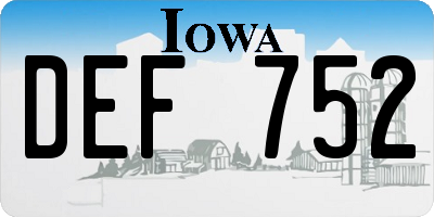 IA license plate DEF752