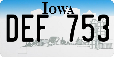 IA license plate DEF753