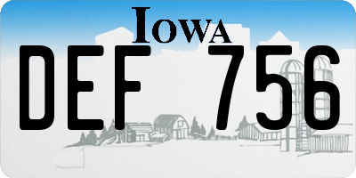 IA license plate DEF756