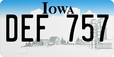 IA license plate DEF757