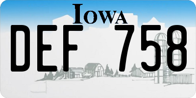 IA license plate DEF758