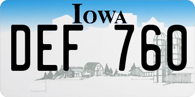 IA license plate DEF760