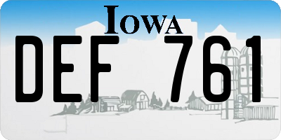 IA license plate DEF761