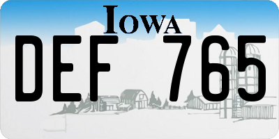 IA license plate DEF765